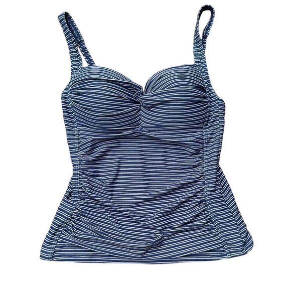 Niptuck Tankini Top Navy Blue White Stripes Multi Use Molded Cups Women's Sz. 6 - Picture 1 of 5